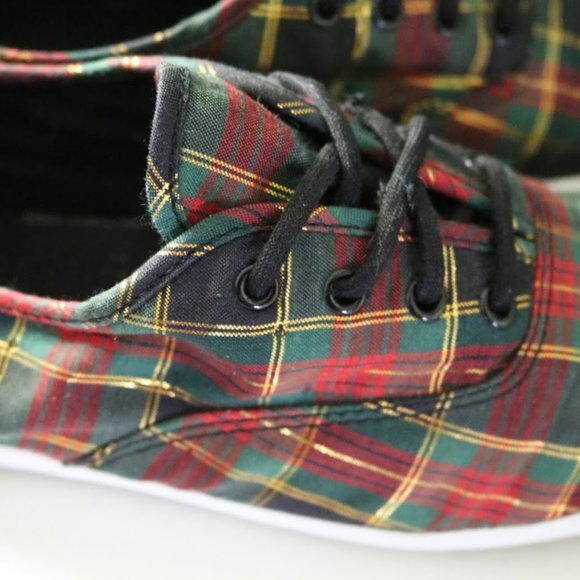 KEDS Vintage Christmas Plaid Sneakers Retro 90s Holiday - Size 8 - Picture 2 of 16